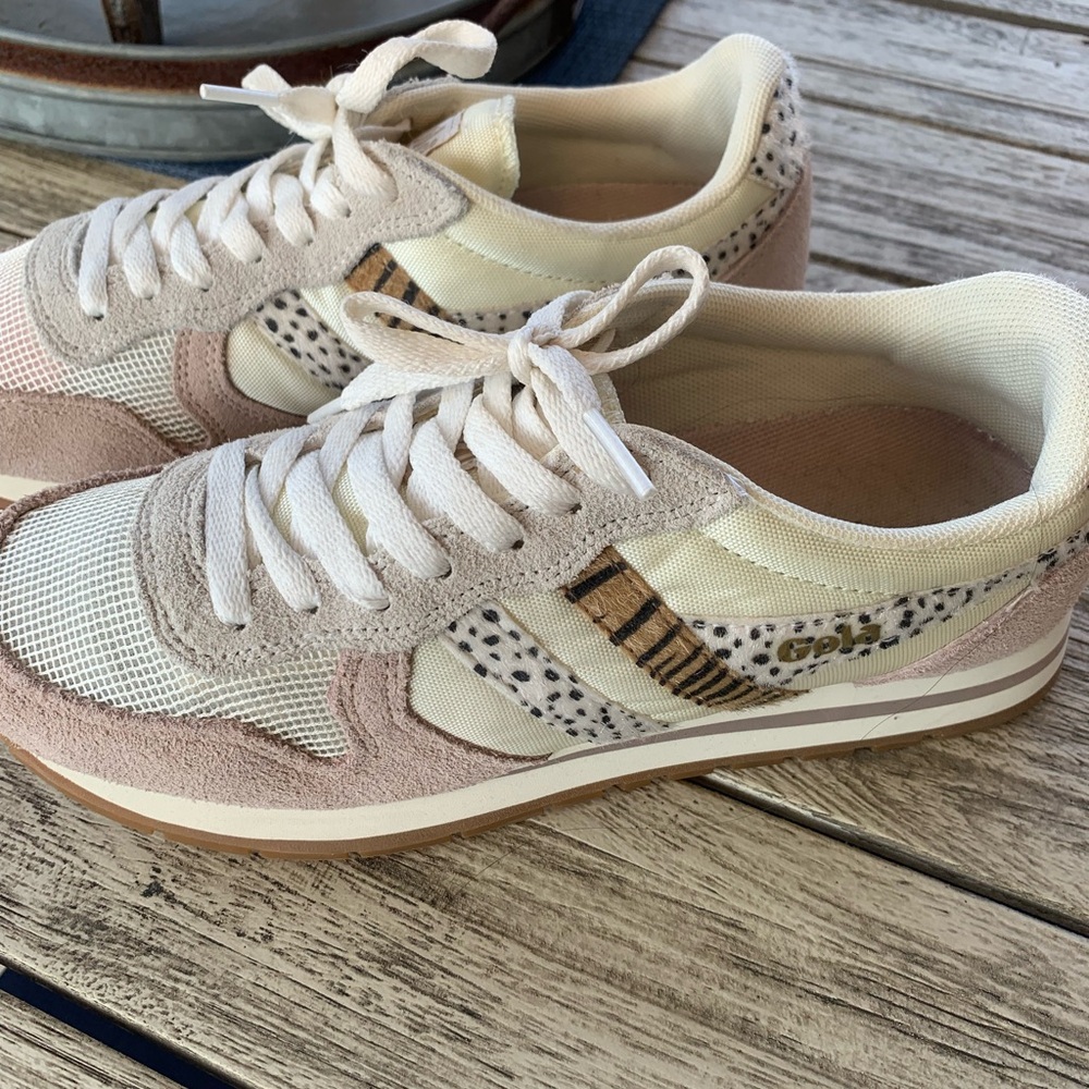 Gola Women's Cream Animal print Sneakers